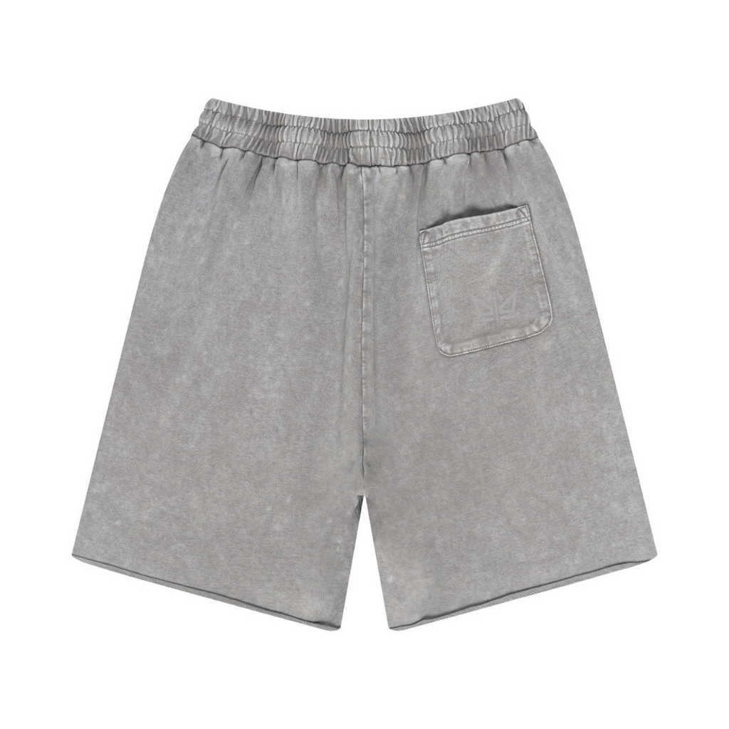 330GSM Unisex 100%Cotton Beefy Fabric Handcrafted Distressed Shorts Medium Grey