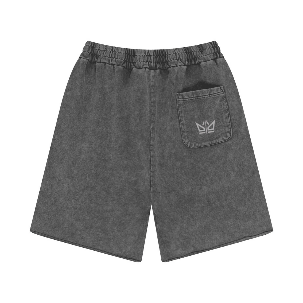 330GSM Unisex 100%Cotton Beefy Fabric Handcrafted Distressed Shorts Dark Gray