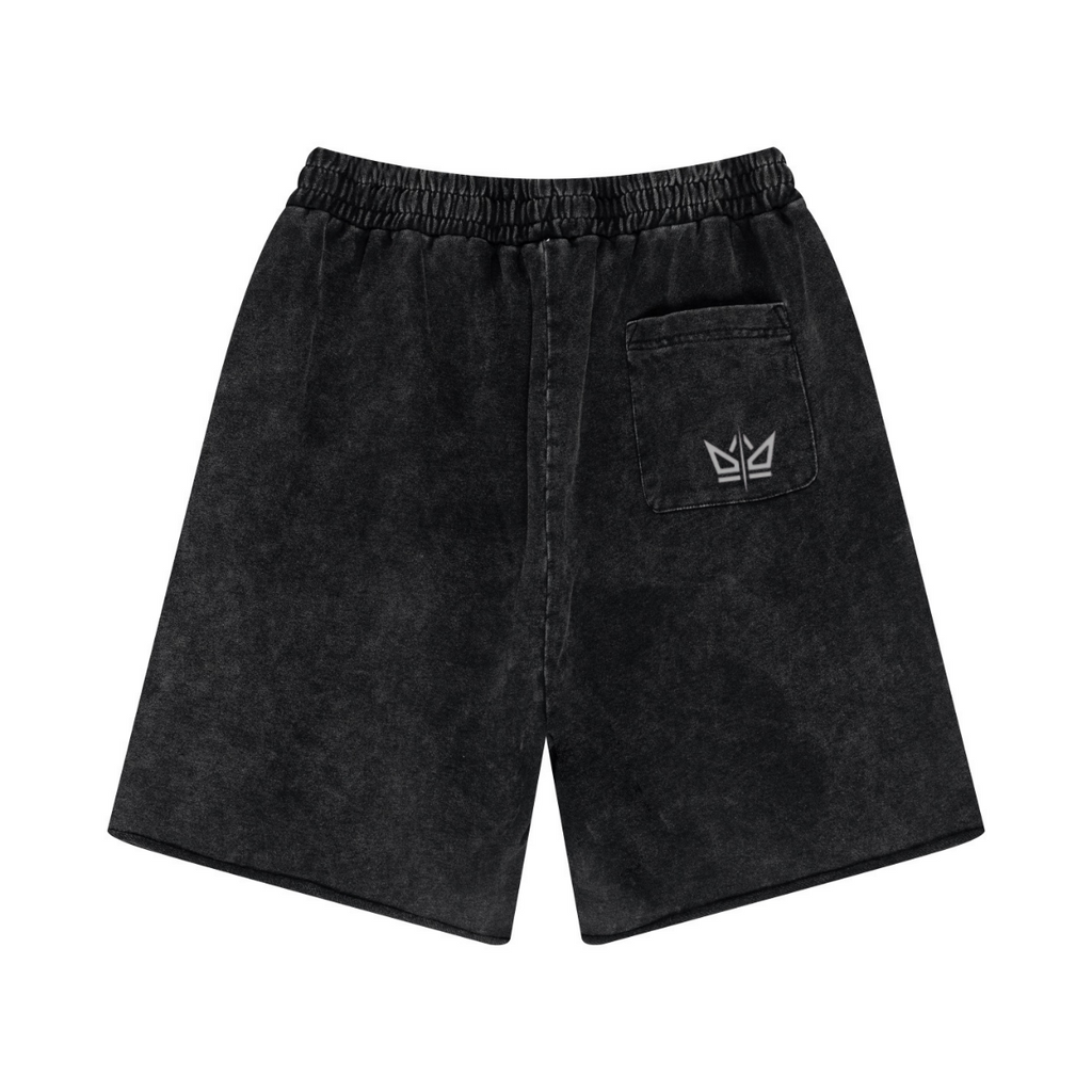 330GSM Unisex 100%Cotton Beefy Fabric Handcrafted Distressed Shorts Vintage Black