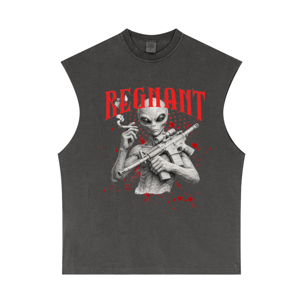 275GSM Unisex Vintage-Wash 100% Cotton Plain Tank Top Dark Grey