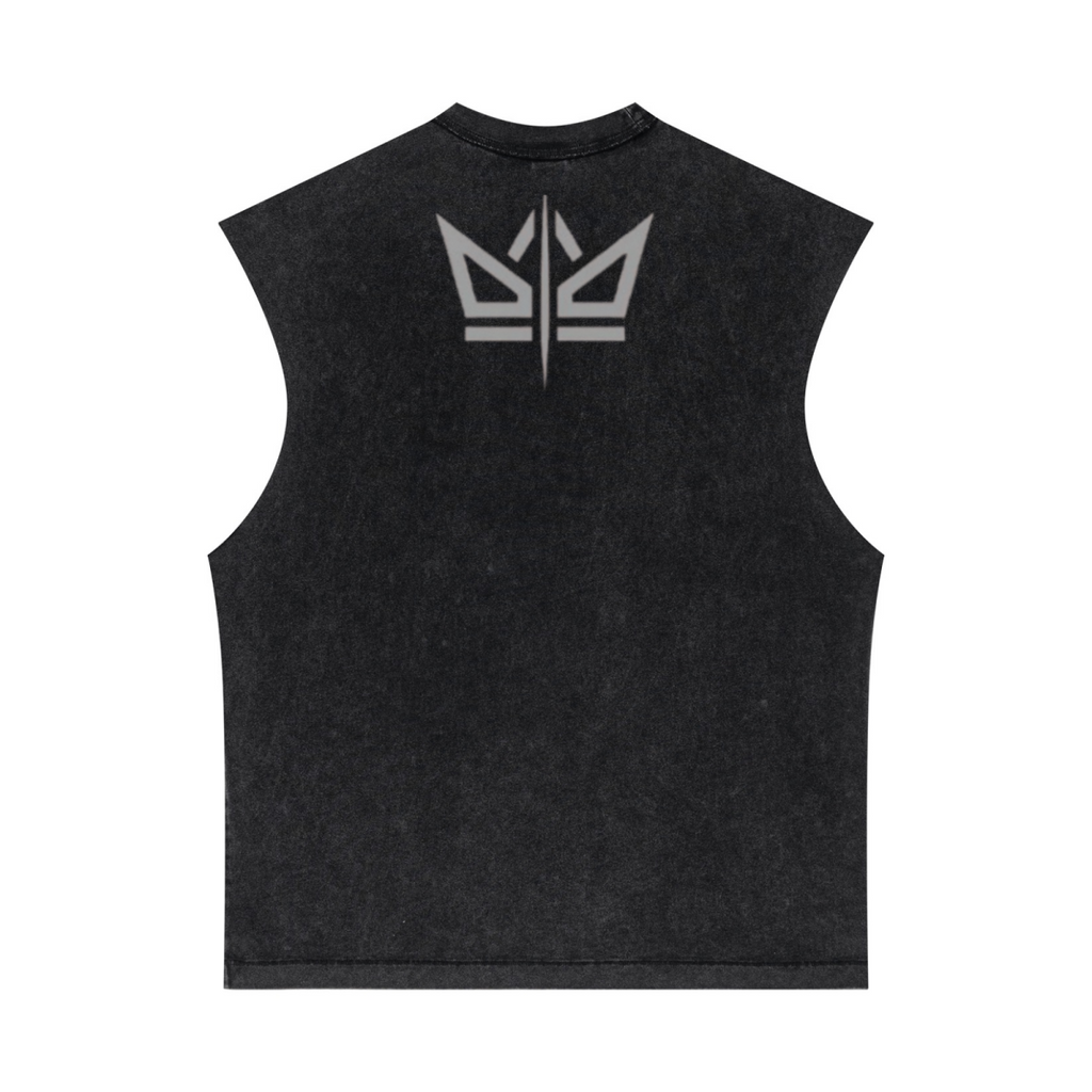 275GSM Unisex Vintage-Wash 100% Cotton Plain Tank Top Snow Wash