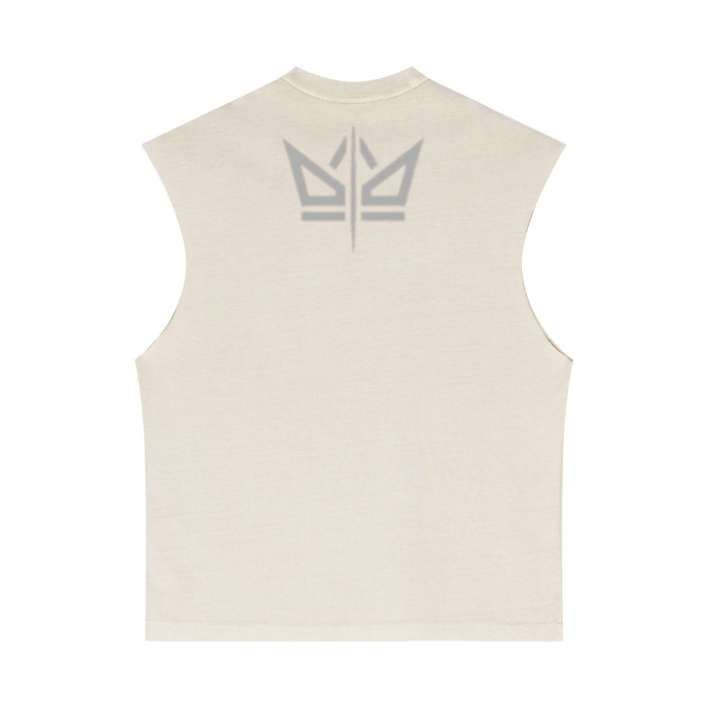 275GSM Unisex Vintage-Wash 100% Cotton Plain Tank Top Almond Grey