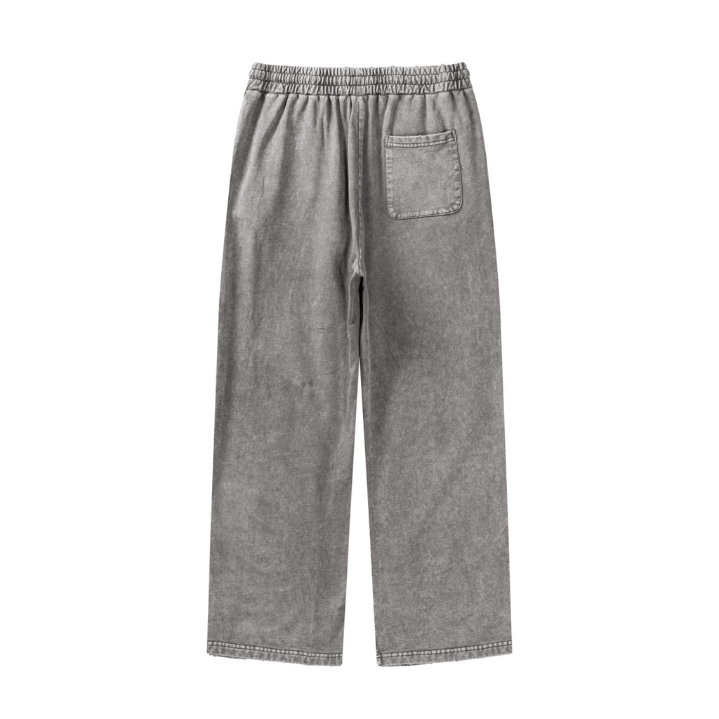 300GSM Unisex 100%Cotton Vintage Marled Loose Pants Medium Grey